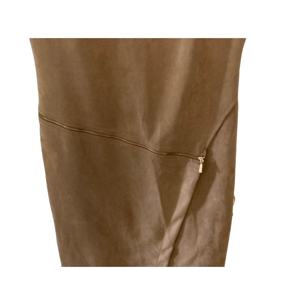 NWT Calvin Klein Women's Asymmetric Exposed-Zip Dress Brown Size 12 - Picture 7 of 8